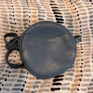 Portland leather goods- large circle crossbody- Bluebell